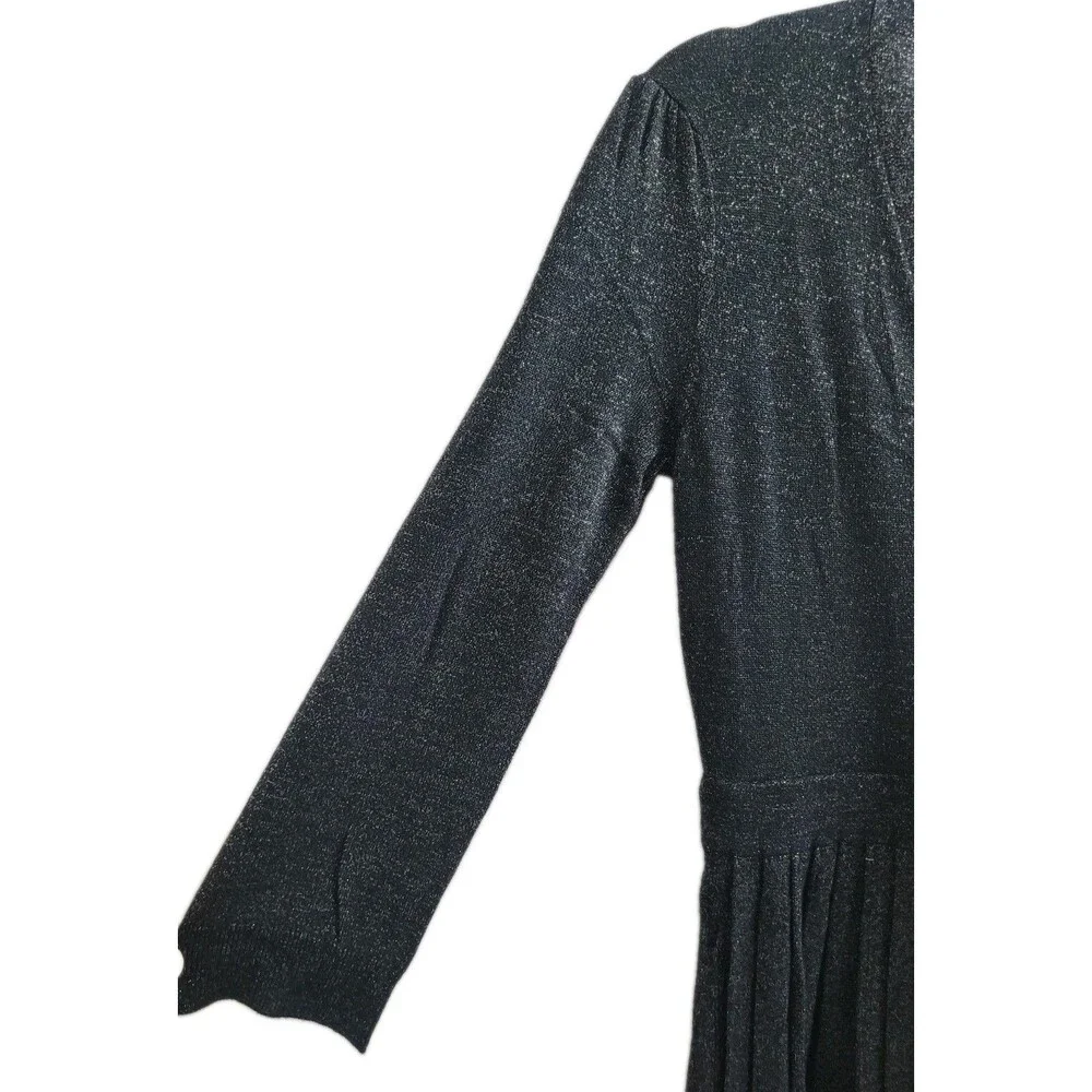 NWT Kate Spade Dashing Beauty Metallic Faux Wrap Sweater Dress Black S $328